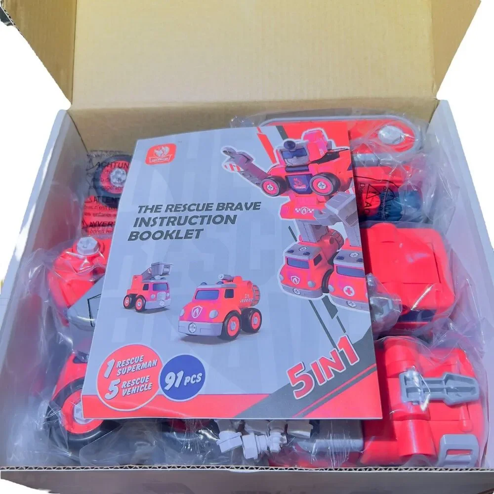 The Rescue Brave Combination & Dissemble STEM -5 in 1 Toy Robot Cars Ages 3+ NEW
